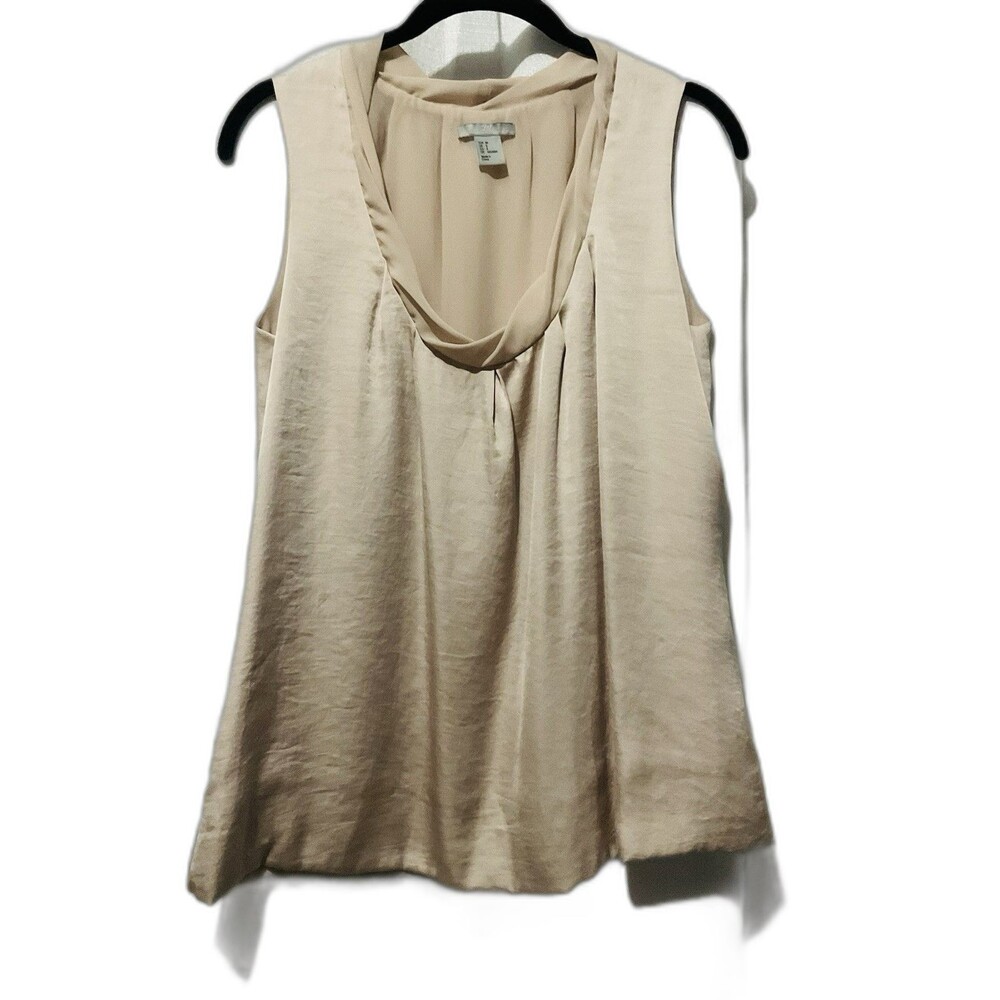 H&M beige  Round -Neck Satin Blouse Women's  size 8